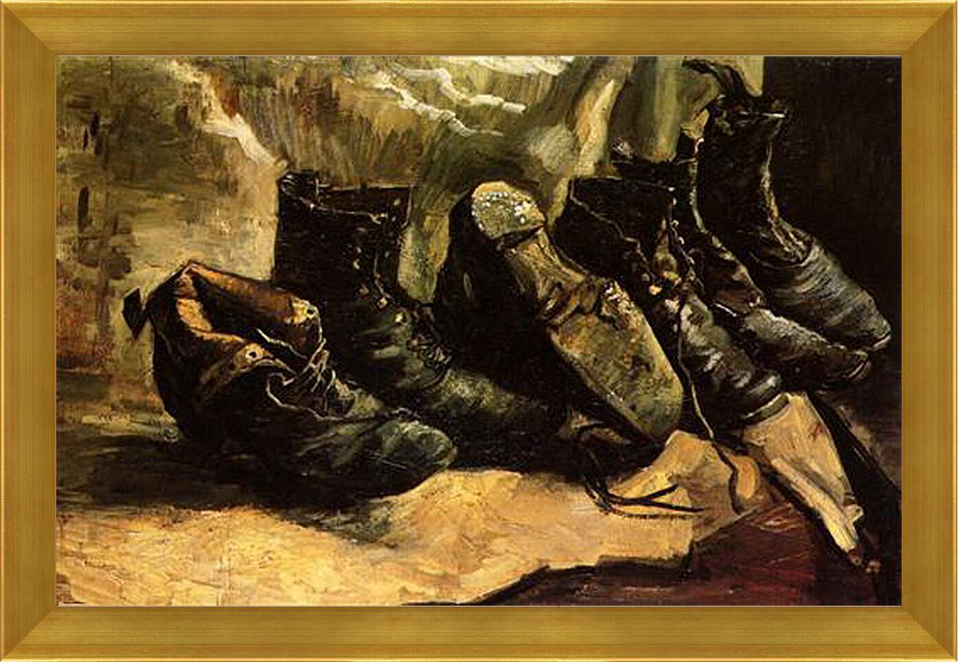 Картина в раме - Three Pairs of Shoes. Винсент Ван Гог