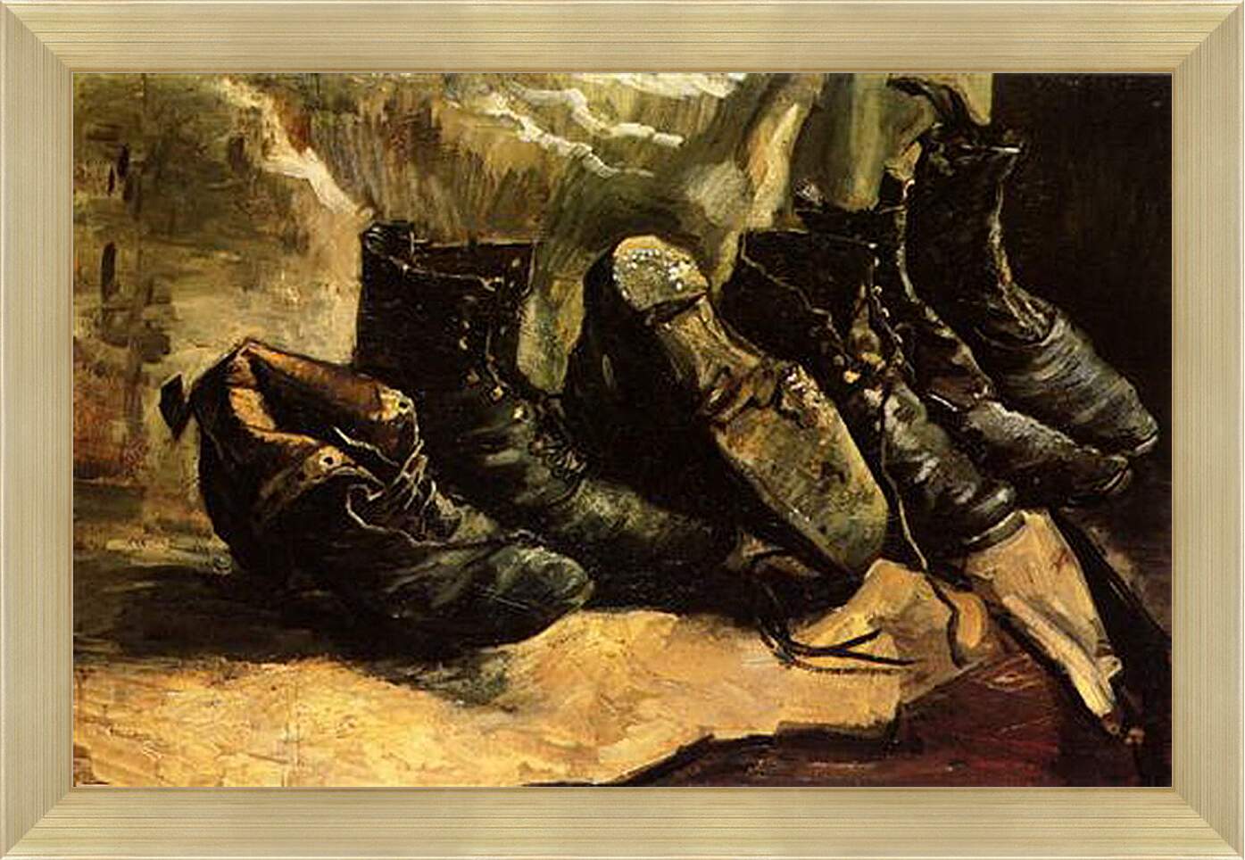 Картина в раме - Three Pairs of Shoes. Винсент Ван Гог
