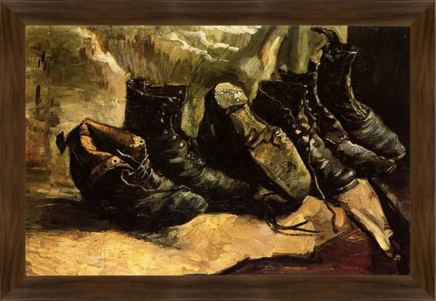 Картина в раме - Three Pairs of Shoes. Винсент Ван Гог