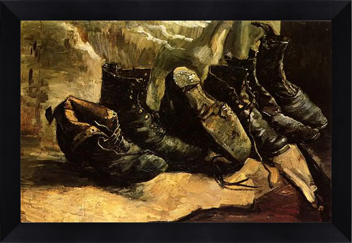 Картина в раме - Three Pairs of Shoes. Винсент Ван Гог
