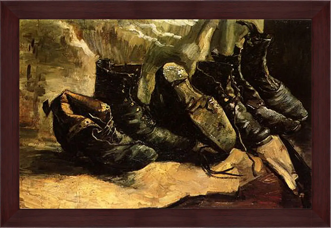 Картина в раме - Three Pairs of Shoes. Винсент Ван Гог