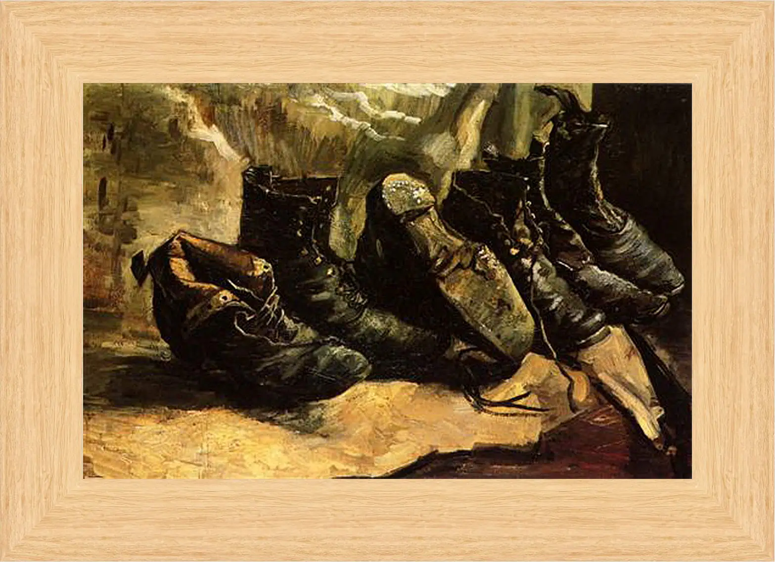 Картина в раме - Three Pairs of Shoes. Винсент Ван Гог