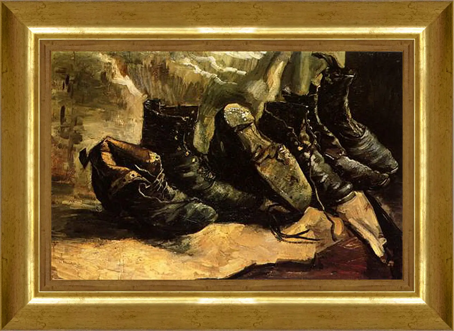 Картина в раме - Three Pairs of Shoes. Винсент Ван Гог
