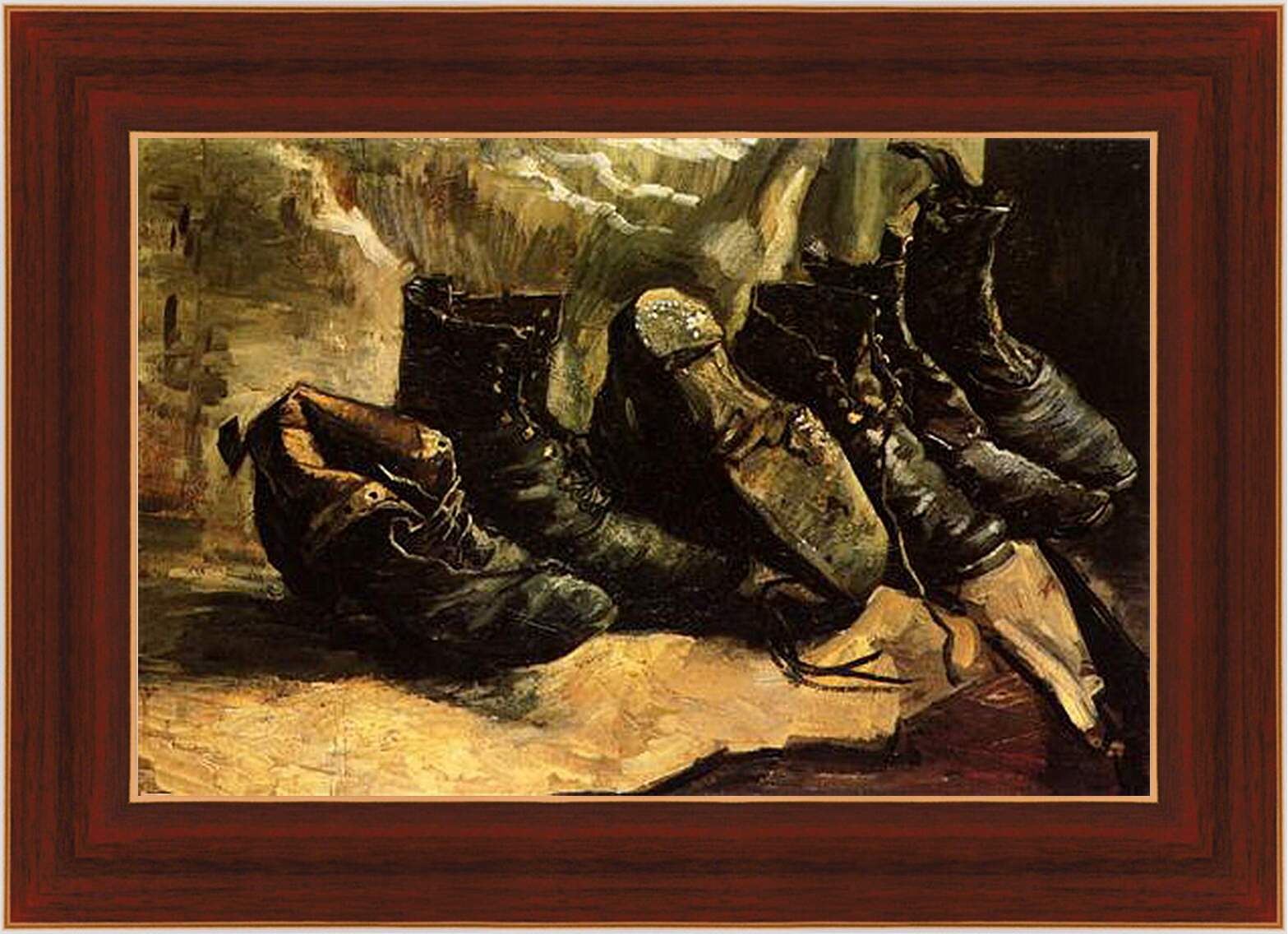 Картина в раме - Three Pairs of Shoes. Винсент Ван Гог
