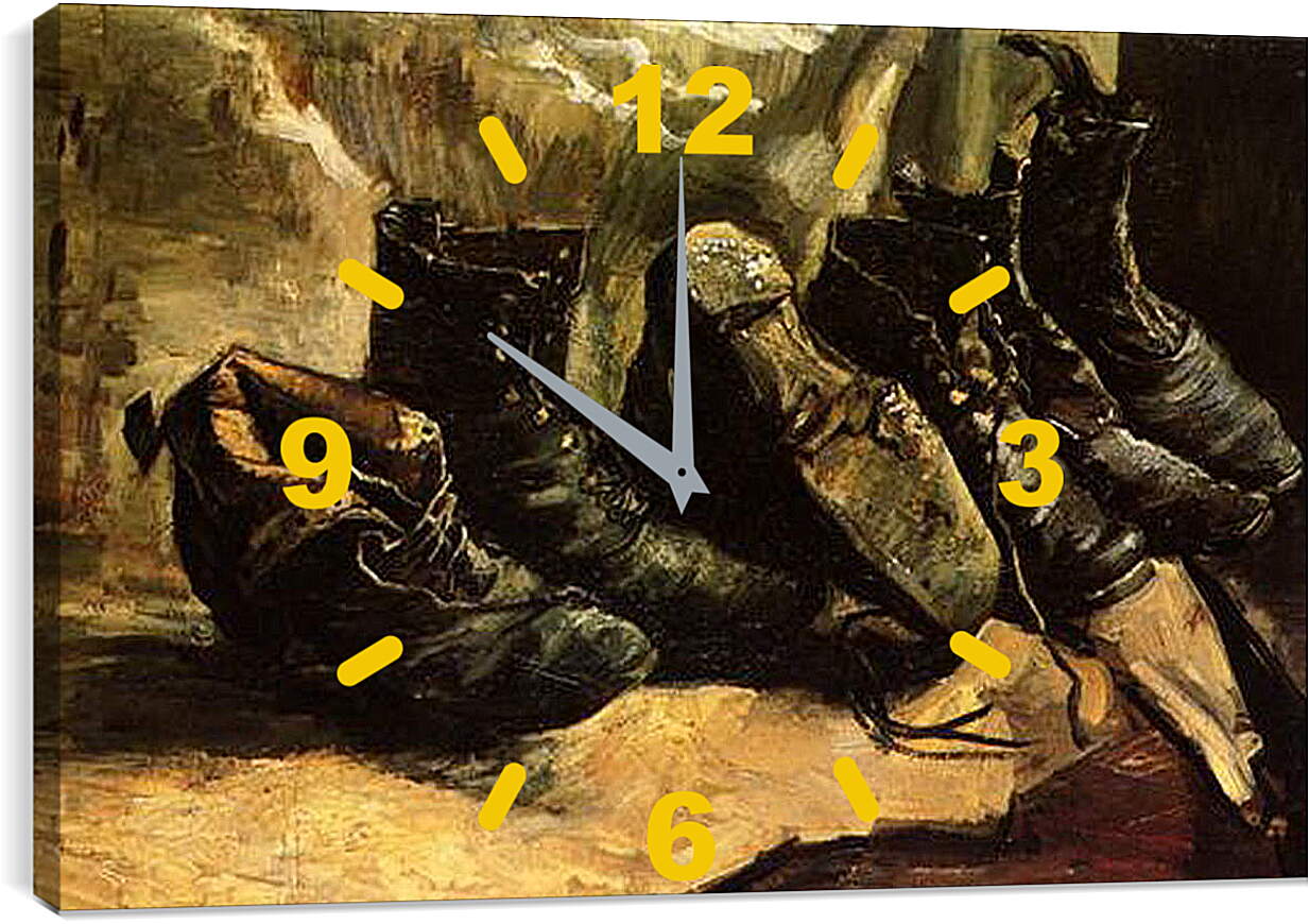 Часы картина - Three Pairs of Shoes. Винсент Ван Гог