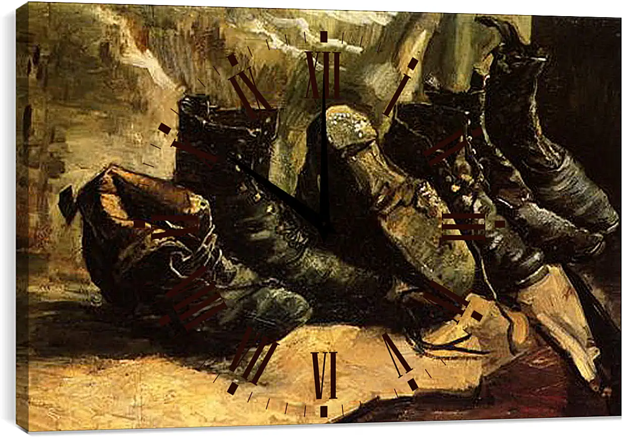 Часы картина - Three Pairs of Shoes. Винсент Ван Гог