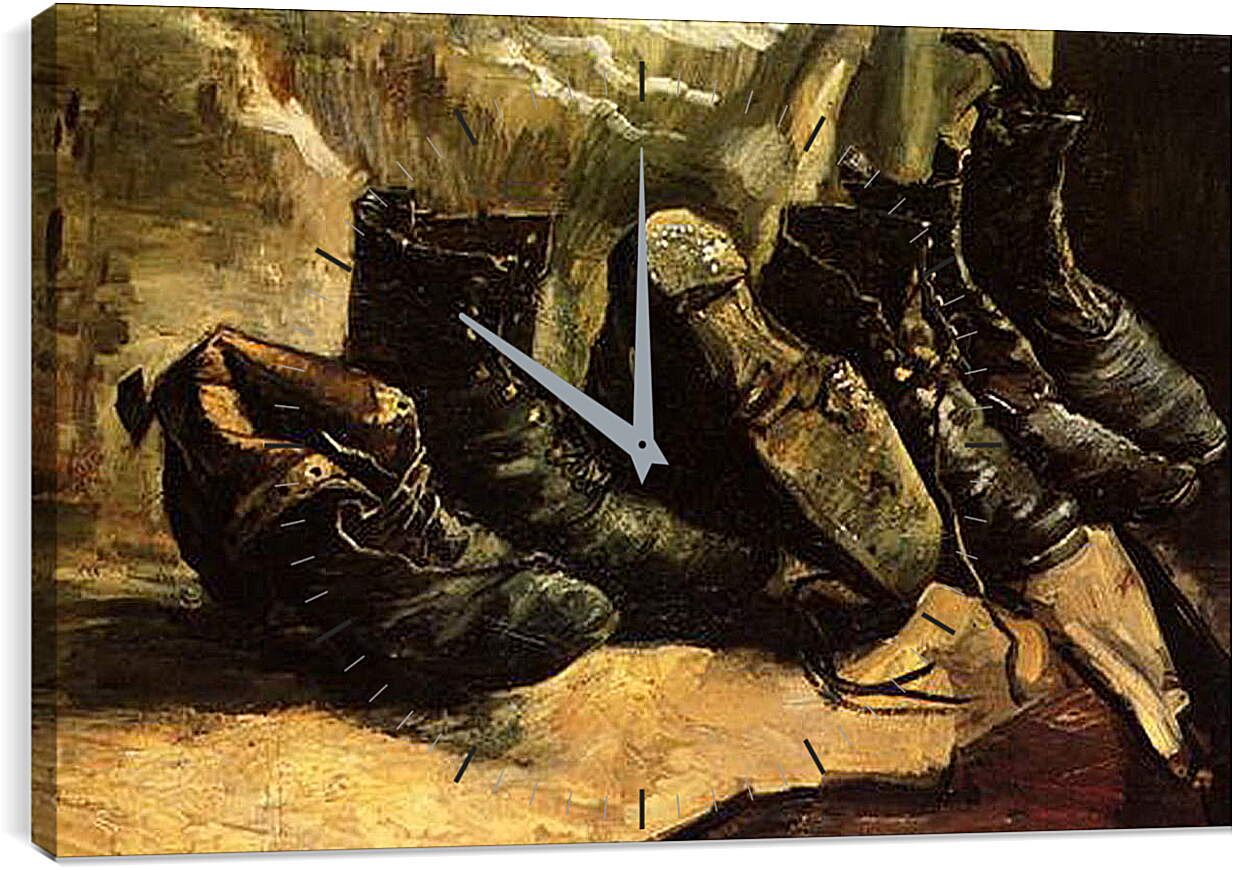 Часы картина - Three Pairs of Shoes. Винсент Ван Гог
