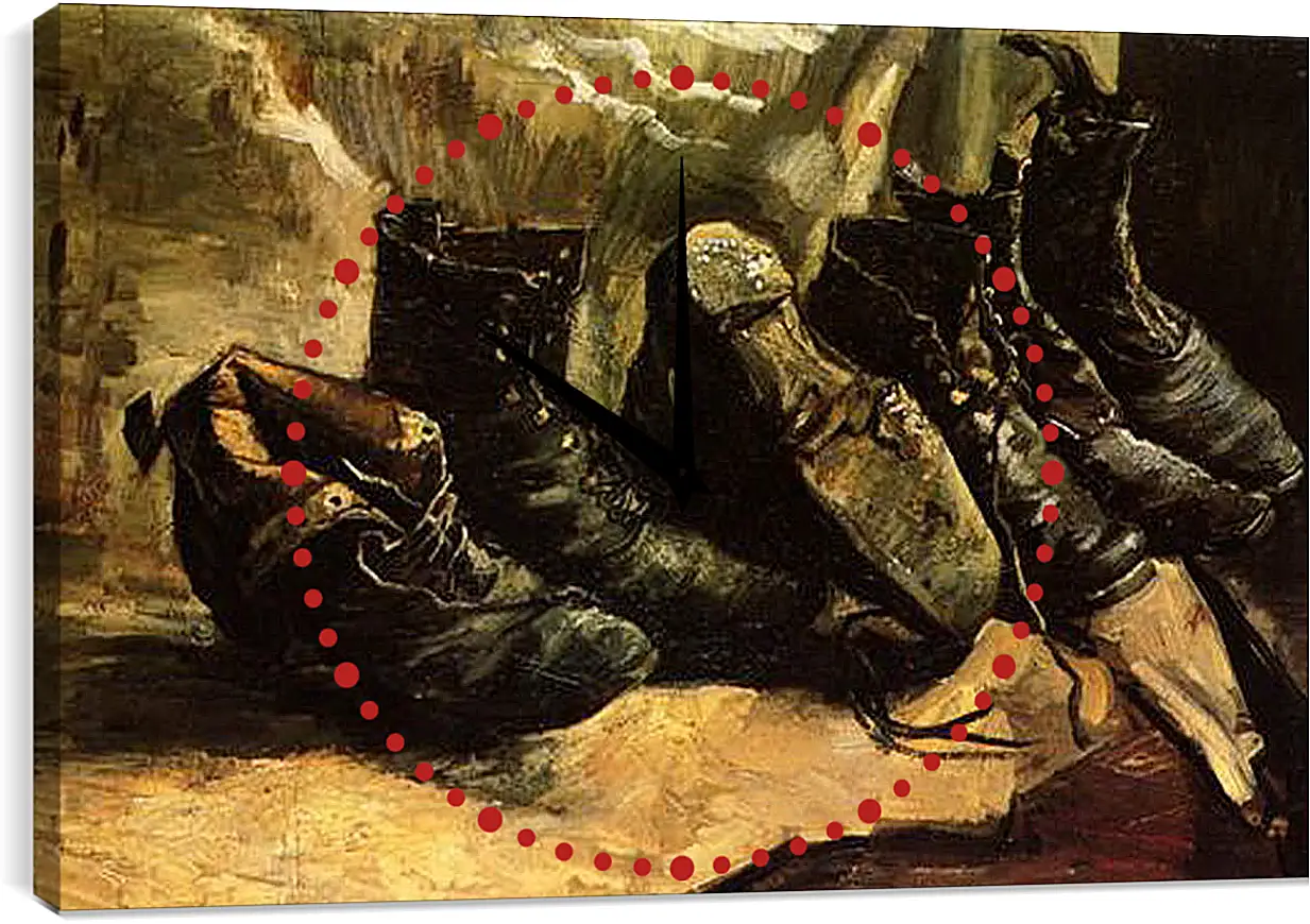 Часы картина - Three Pairs of Shoes. Винсент Ван Гог