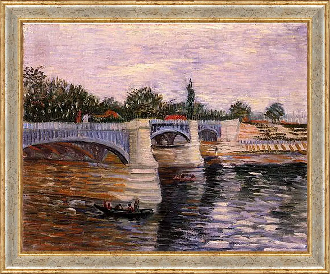 Картина в раме - The Seine with the Pont de la Grande Jette. Винсент Ван Гог