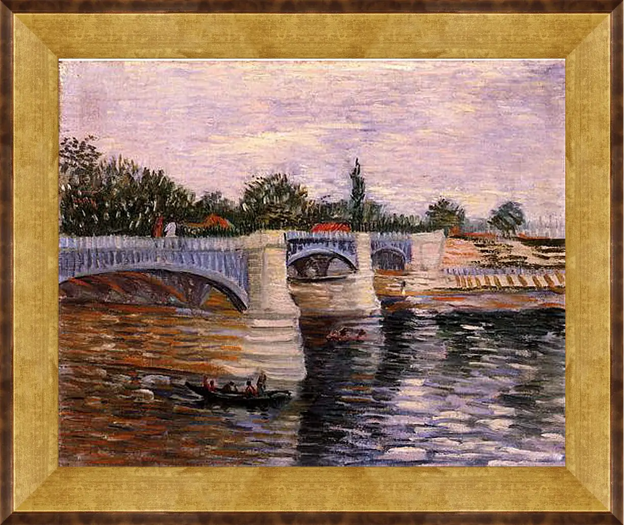 Картина в раме - The Seine with the Pont de la Grande Jette. Винсент Ван Гог