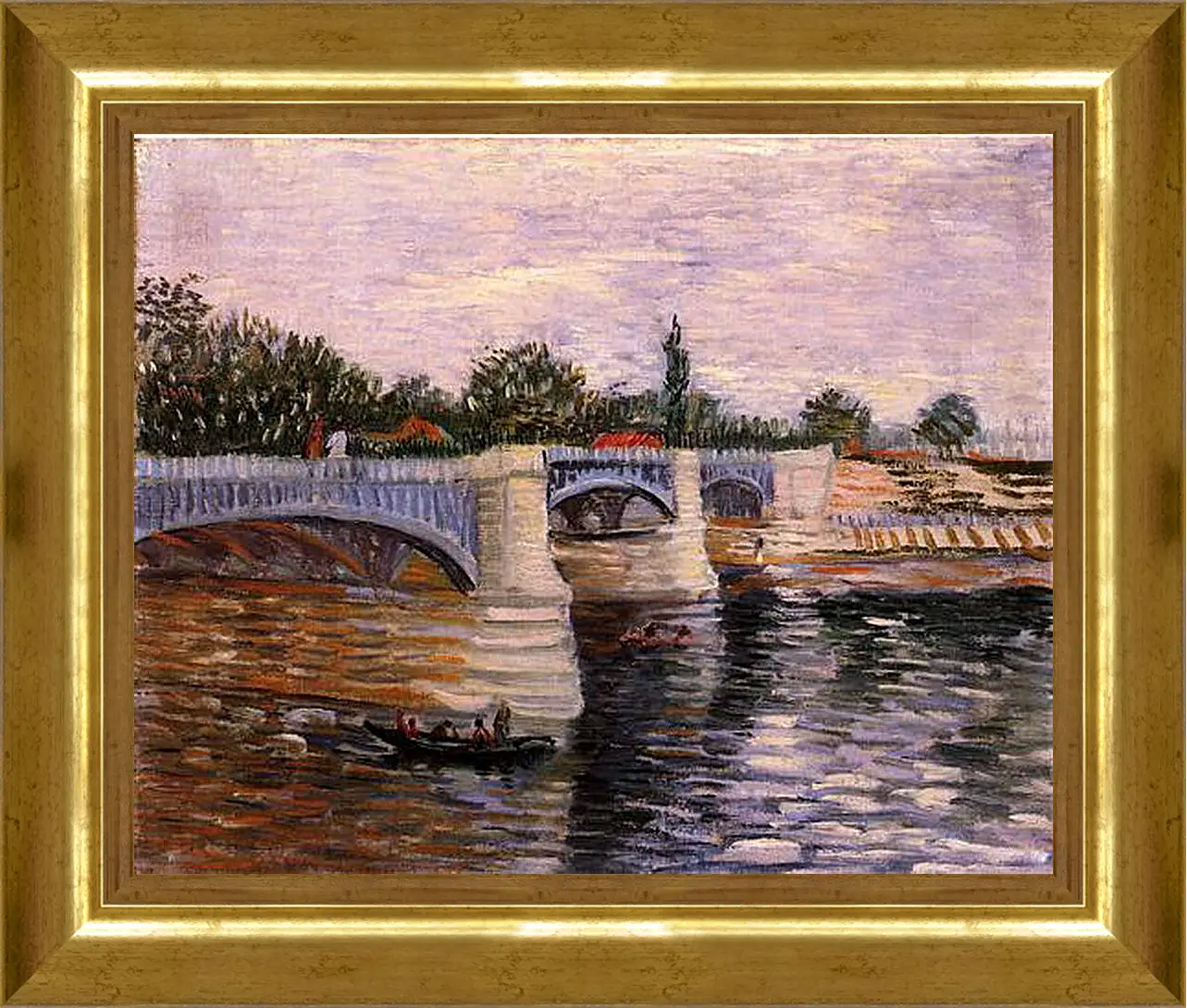 Картина в раме - The Seine with the Pont de la Grande Jette. Винсент Ван Гог