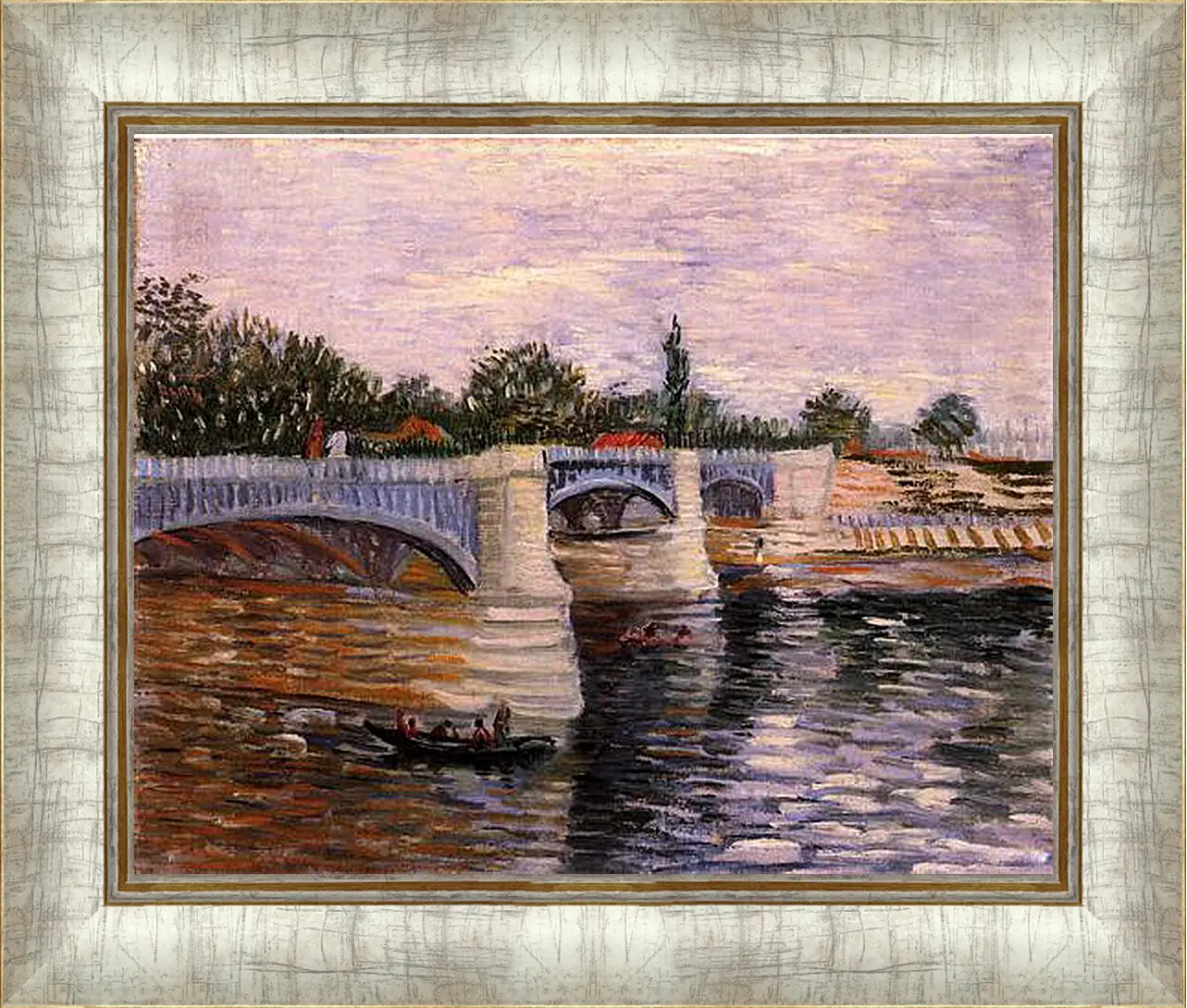 Картина в раме - The Seine with the Pont de la Grande Jette. Винсент Ван Гог