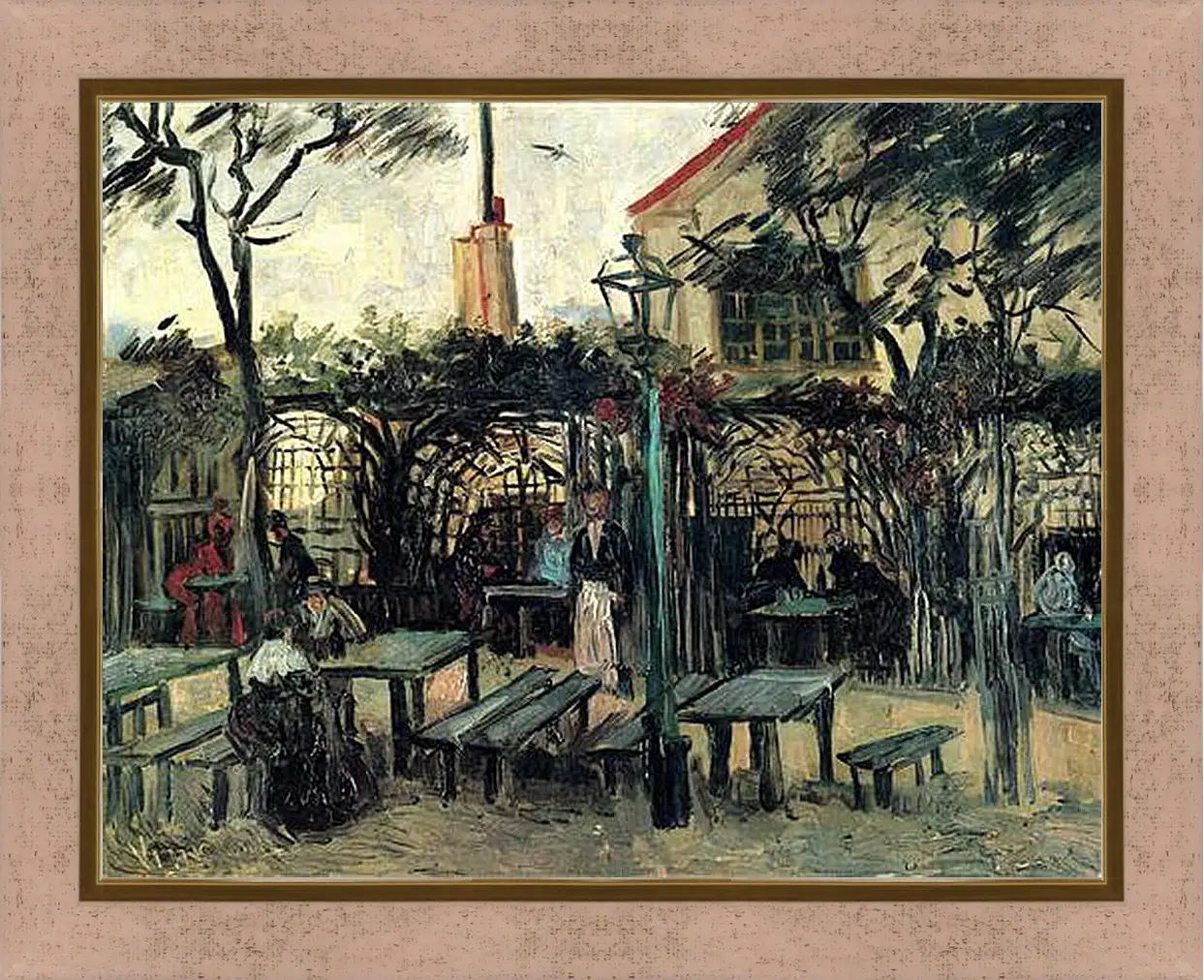 Картина в раме - Terrace of a Cafe on Montmartre La Guinguette. Винсент Ван Гог