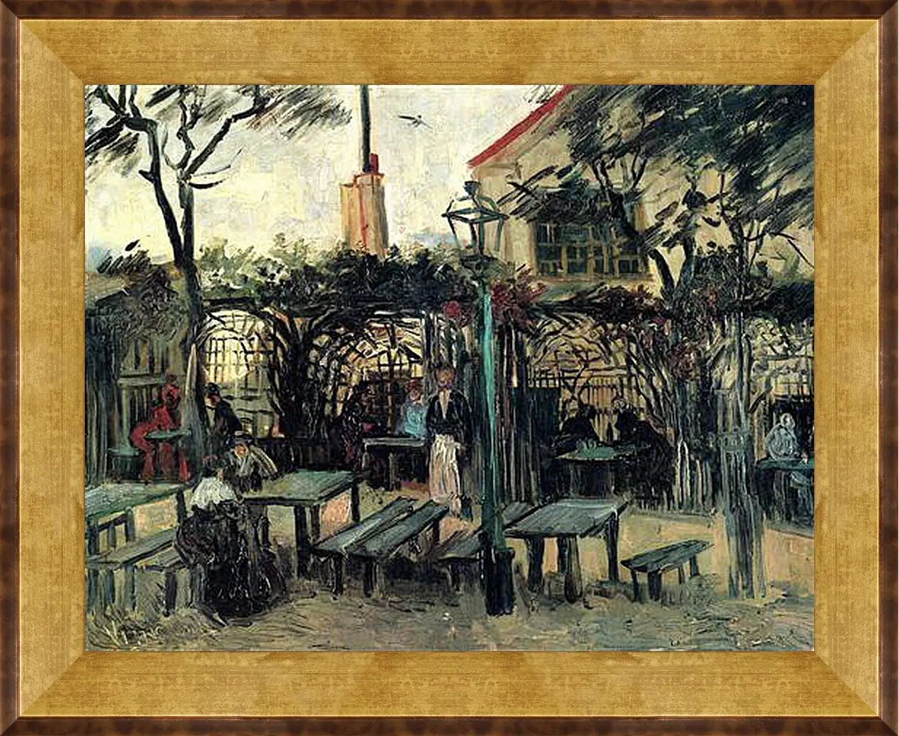 Картина в раме - Terrace of a Cafe on Montmartre La Guinguette. Винсент Ван Гог