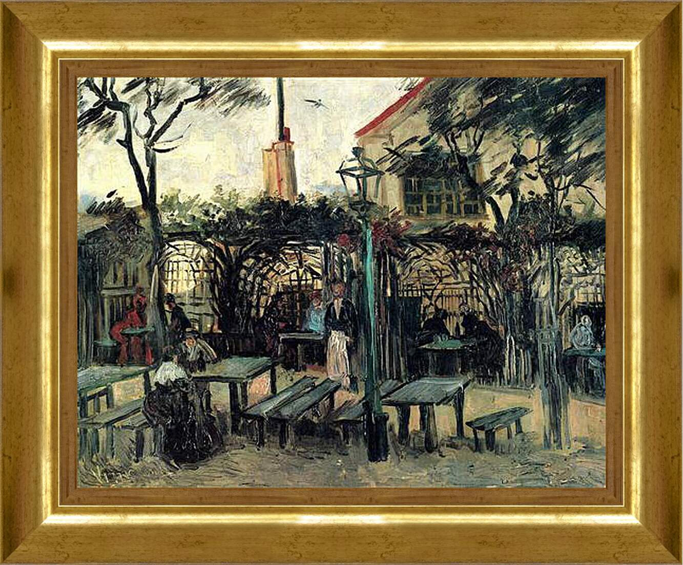 Картина в раме - Terrace of a Cafe on Montmartre La Guinguette. Винсент Ван Гог