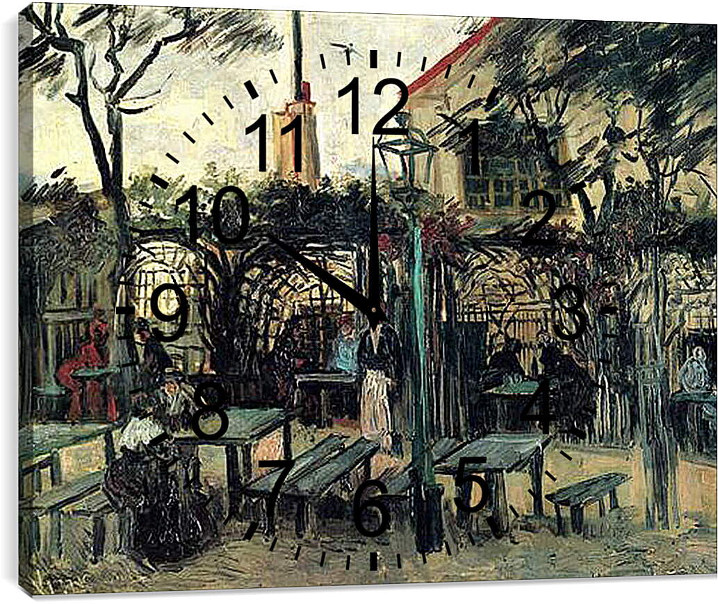 Часы картина - Terrace of a Cafe on Montmartre La Guinguette. Винсент Ван Гог