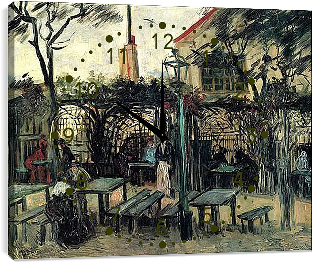 Часы картина - Terrace of a Cafe on Montmartre La Guinguette. Винсент Ван Гог