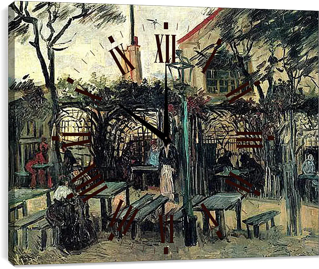 Часы картина - Terrace of a Cafe on Montmartre La Guinguette. Винсент Ван Гог