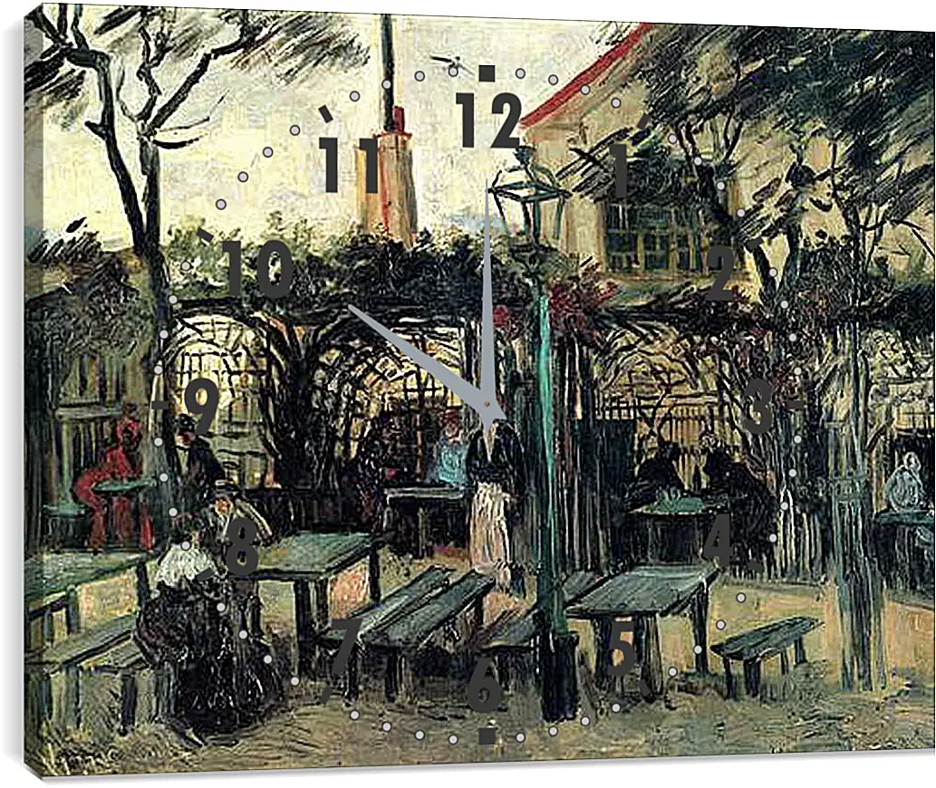 Часы картина - Terrace of a Cafe on Montmartre La Guinguette. Винсент Ван Гог