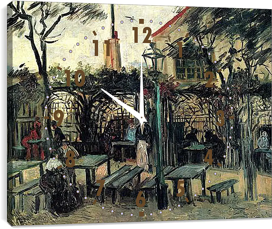 Часы картина - Terrace of a Cafe on Montmartre La Guinguette. Винсент Ван Гог