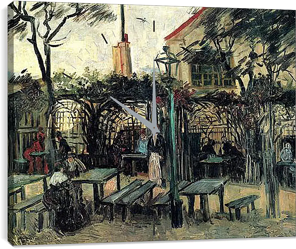 Часы картина - Terrace of a Cafe on Montmartre La Guinguette. Винсент Ван Гог