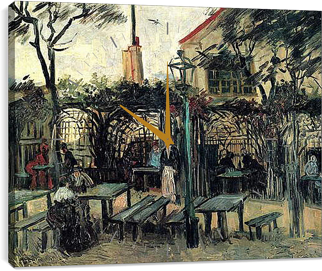 Часы картина - Terrace of a Cafe on Montmartre La Guinguette. Винсент Ван Гог
