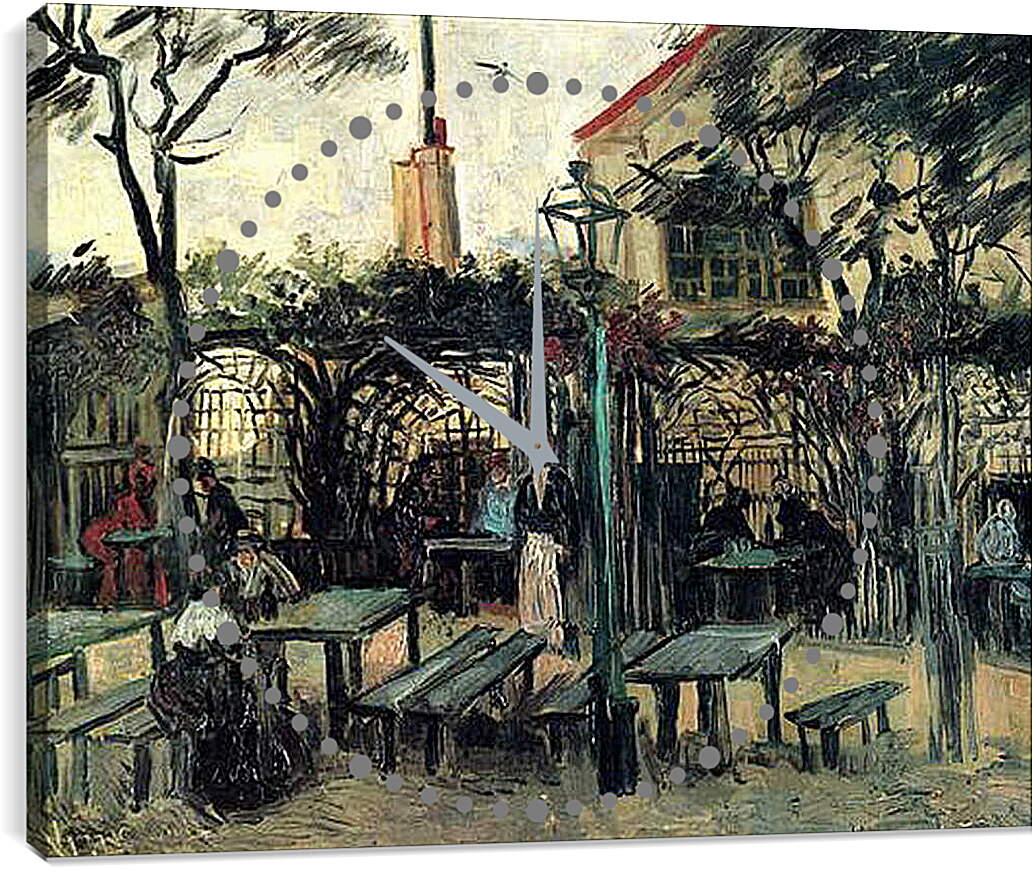 Часы картина - Terrace of a Cafe on Montmartre La Guinguette. Винсент Ван Гог