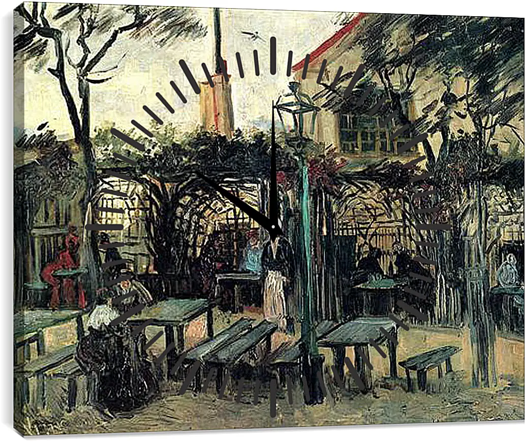 Часы картина - Terrace of a Cafe on Montmartre La Guinguette. Винсент Ван Гог