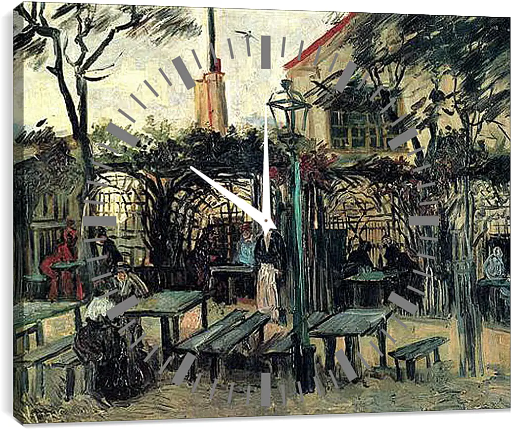 Часы картина - Terrace of a Cafe on Montmartre La Guinguette. Винсент Ван Гог