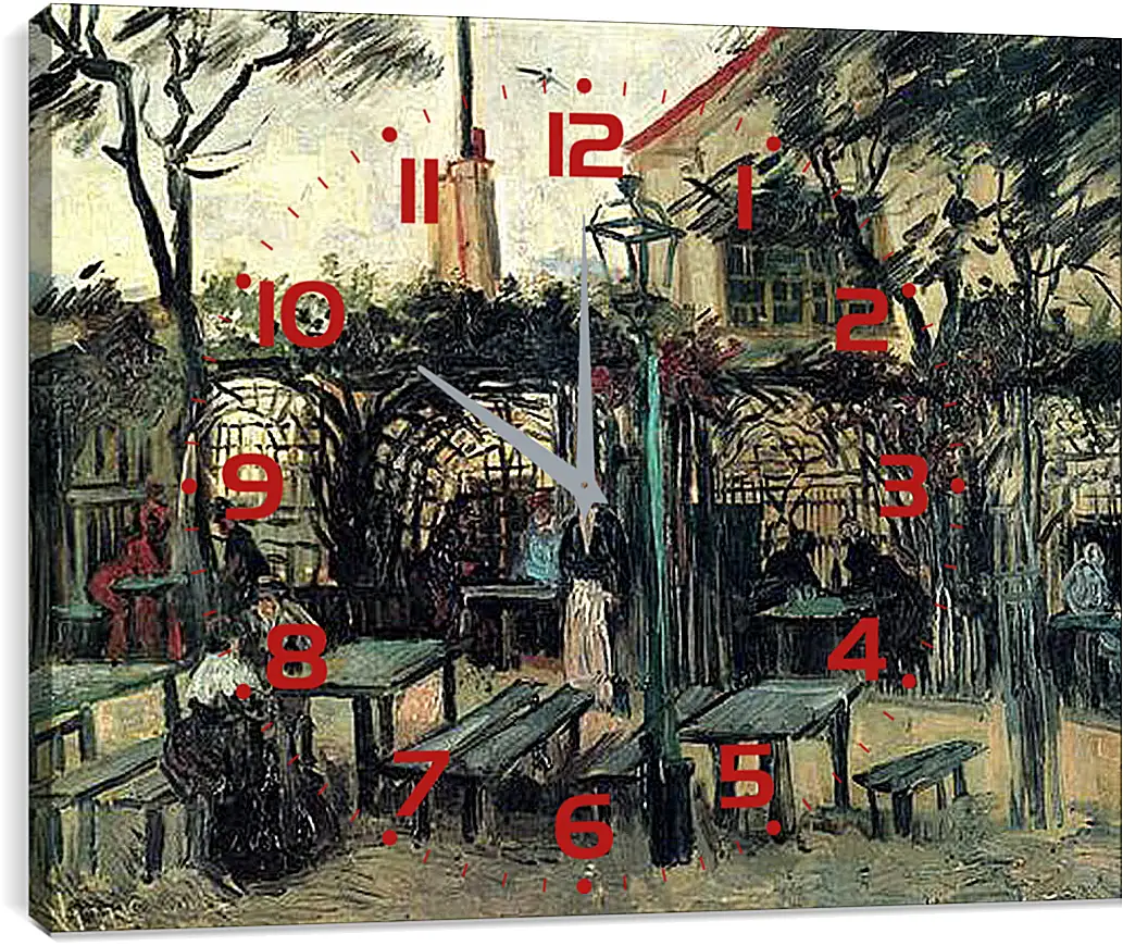 Часы картина - Terrace of a Cafe on Montmartre La Guinguette. Винсент Ван Гог