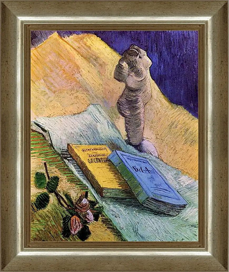 Картина в раме - Still Life with Plaster Statuette, a Rose and Two Novels. Винсент Ван Гог