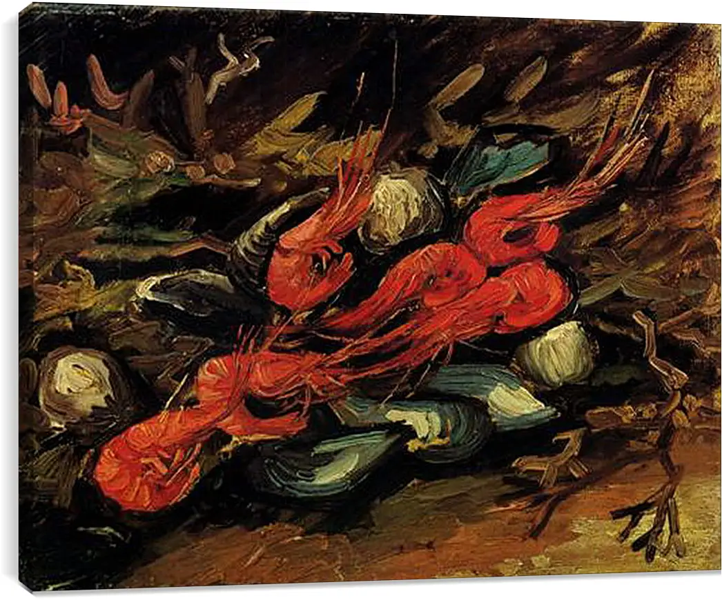 Постер и плакат - Still Life with Mussels and Shrimps. Винсент Ван Гог