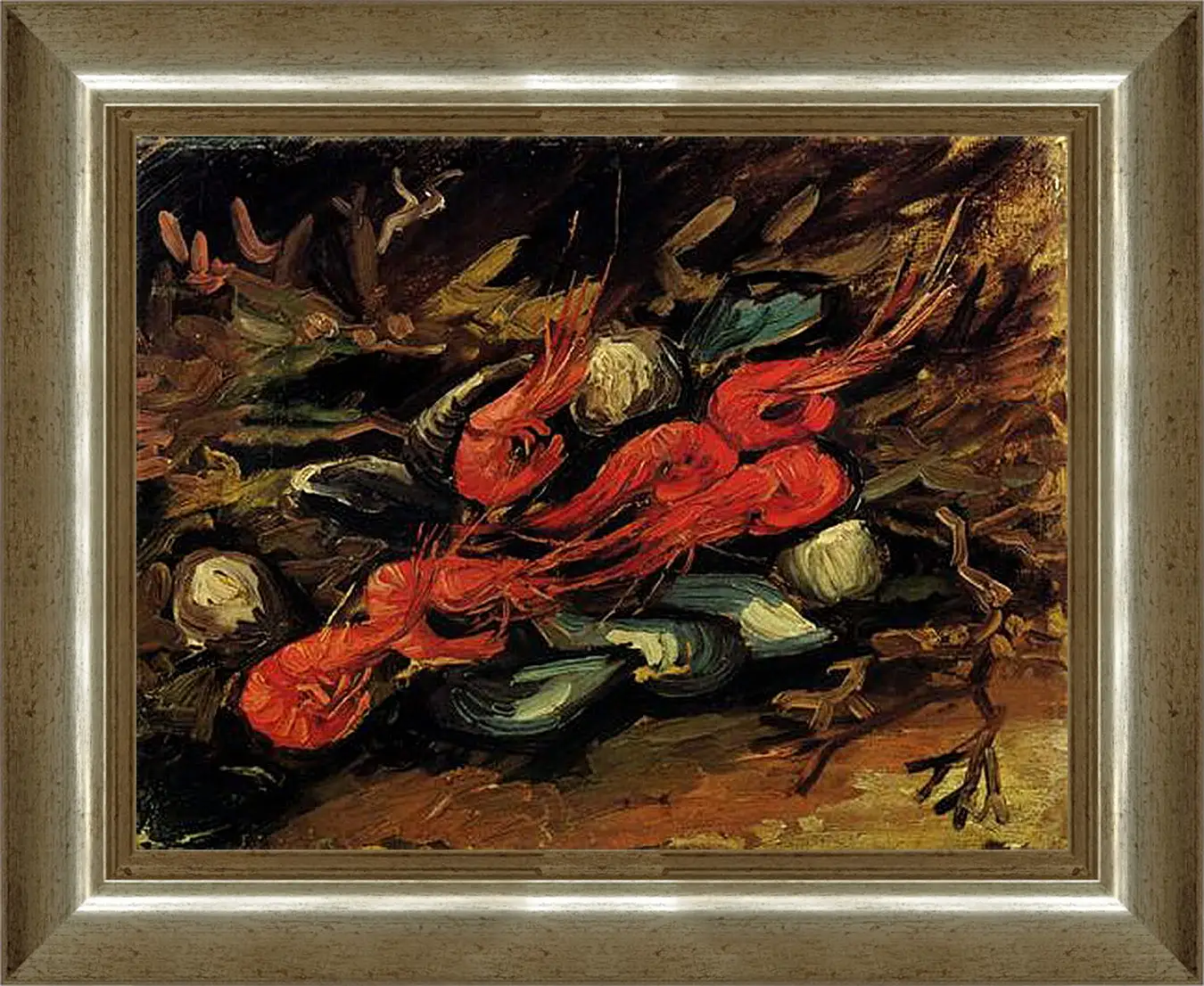 Картина в раме - Still Life with Mussels and Shrimps. Винсент Ван Гог