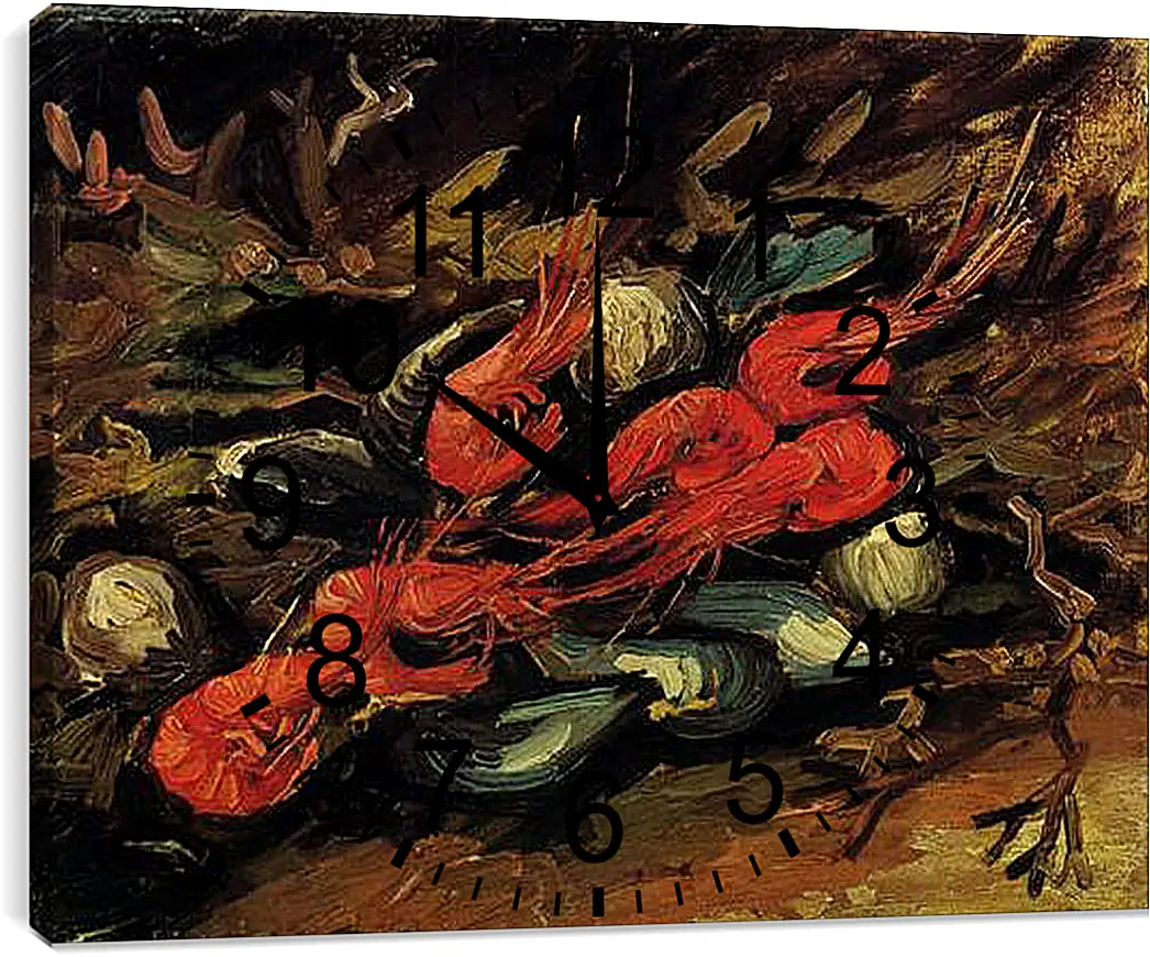 Часы картина - Still Life with Mussels and Shrimps. Винсент Ван Гог