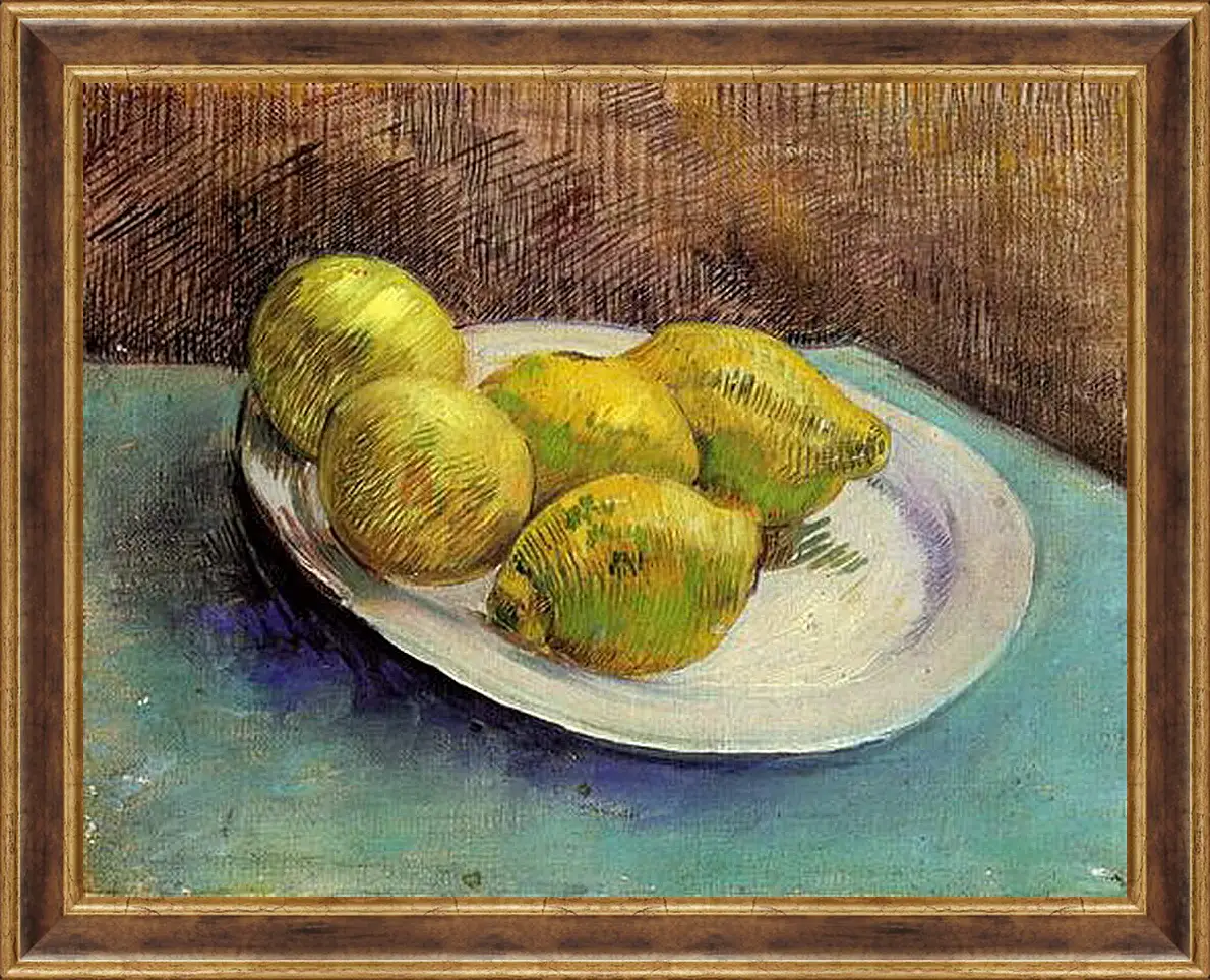 Картина в раме - Still Life with Lemons on a Plate. Винсент Ван Гог