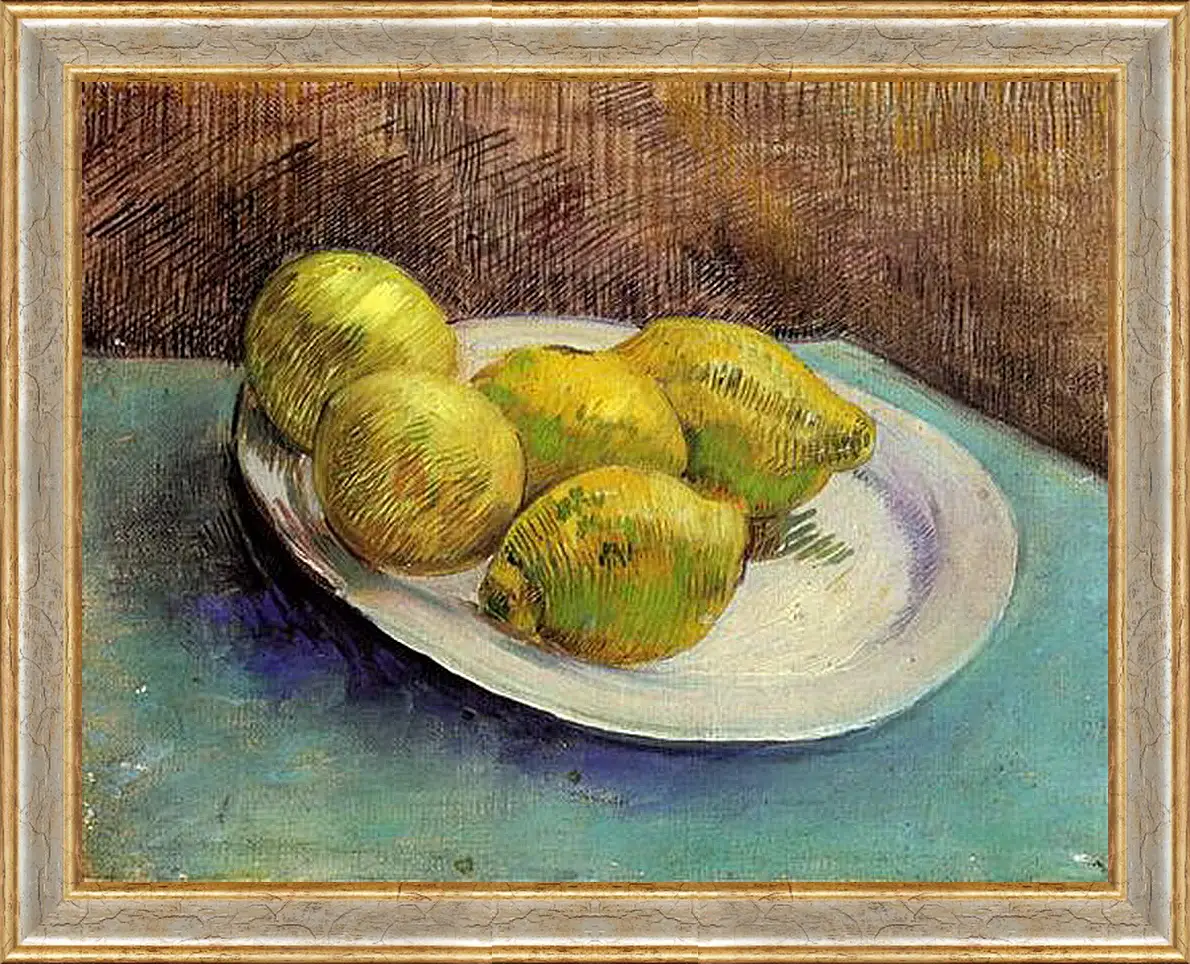 Картина в раме - Still Life with Lemons on a Plate. Винсент Ван Гог