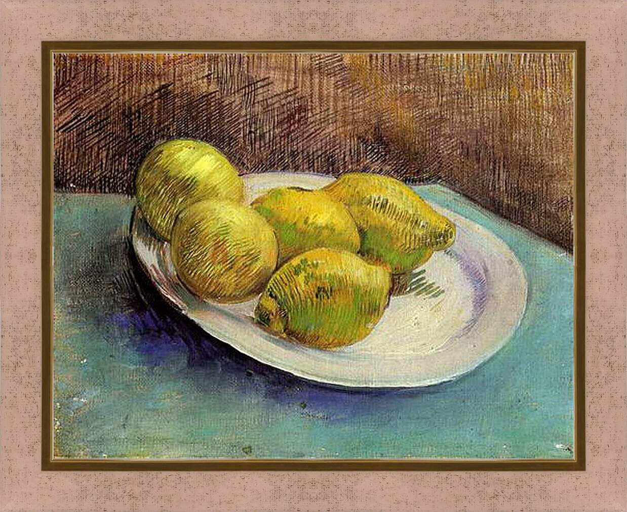 Картина в раме - Still Life with Lemons on a Plate. Винсент Ван Гог
