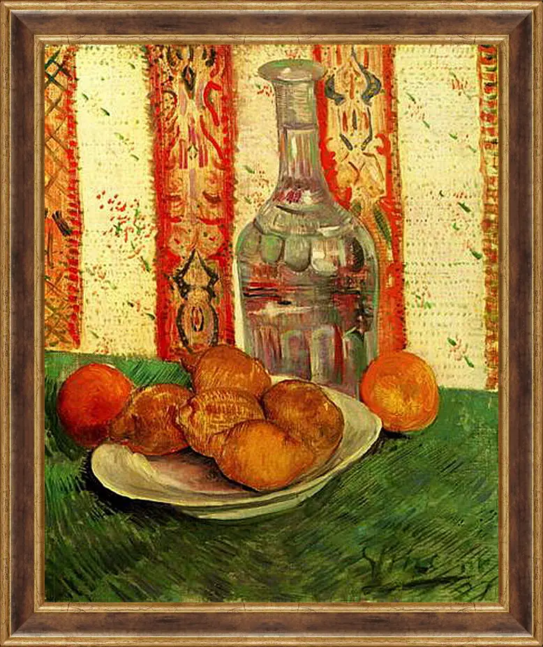 Картина в раме - Still Life with Decanter and Lemons on a Plate. Винсент Ван Гог