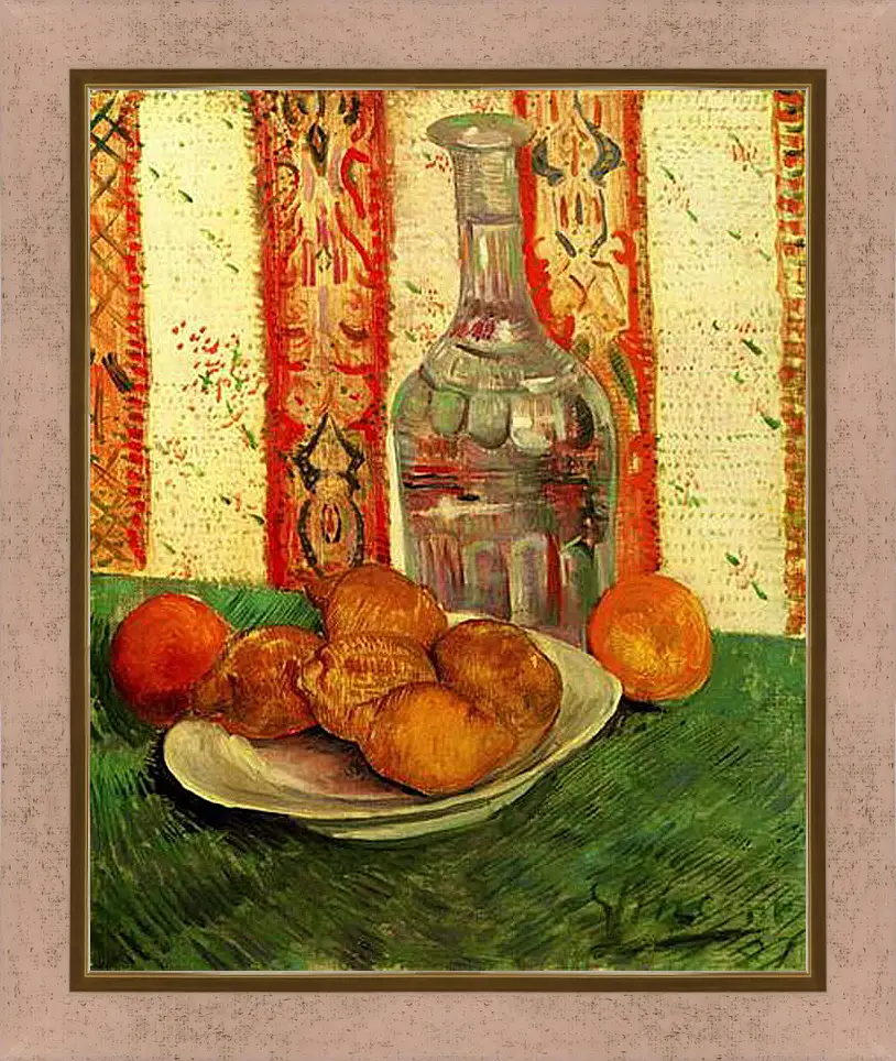 Картина в раме - Still Life with Decanter and Lemons on a Plate. Винсент Ван Гог