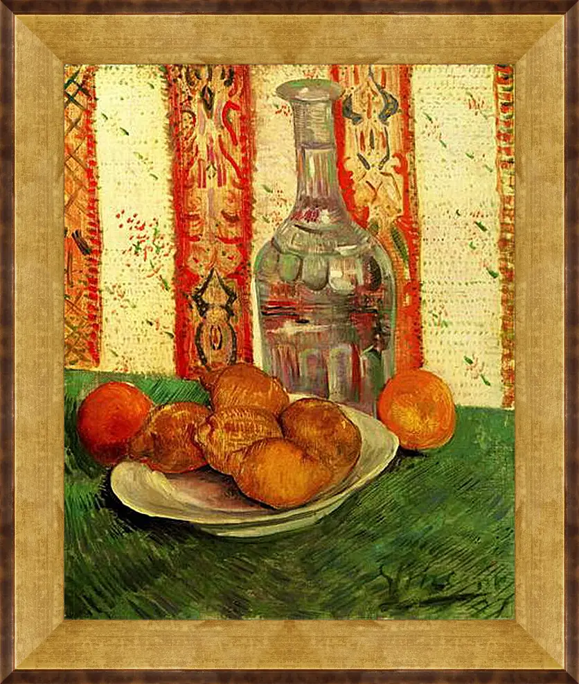 Картина в раме - Still Life with Decanter and Lemons on a Plate. Винсент Ван Гог