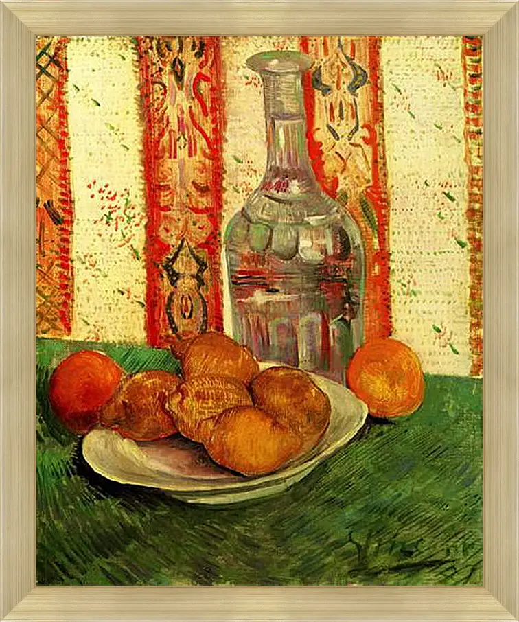 Картина в раме - Still Life with Decanter and Lemons on a Plate. Винсент Ван Гог