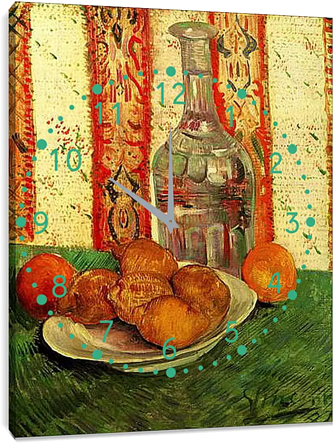 Часы картина - Still Life with Decanter and Lemons on a Plate. Винсент Ван Гог