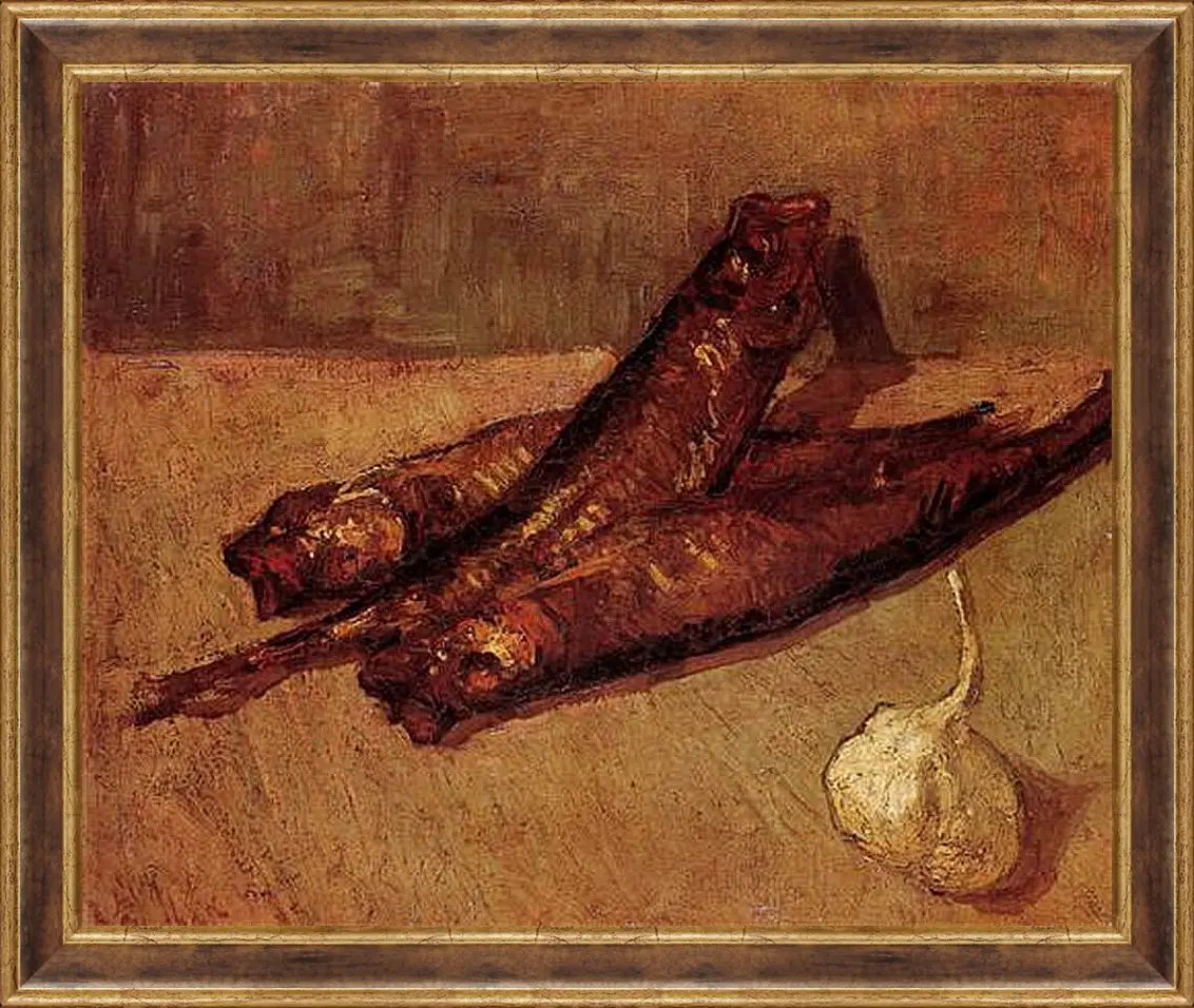 Картина в раме - Still Life with Bloaters and Garlic. Винсент Ван Гог