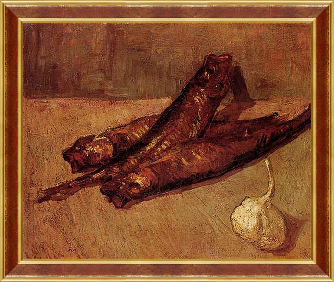 Картина в раме - Still Life with Bloaters and Garlic. Винсент Ван Гог