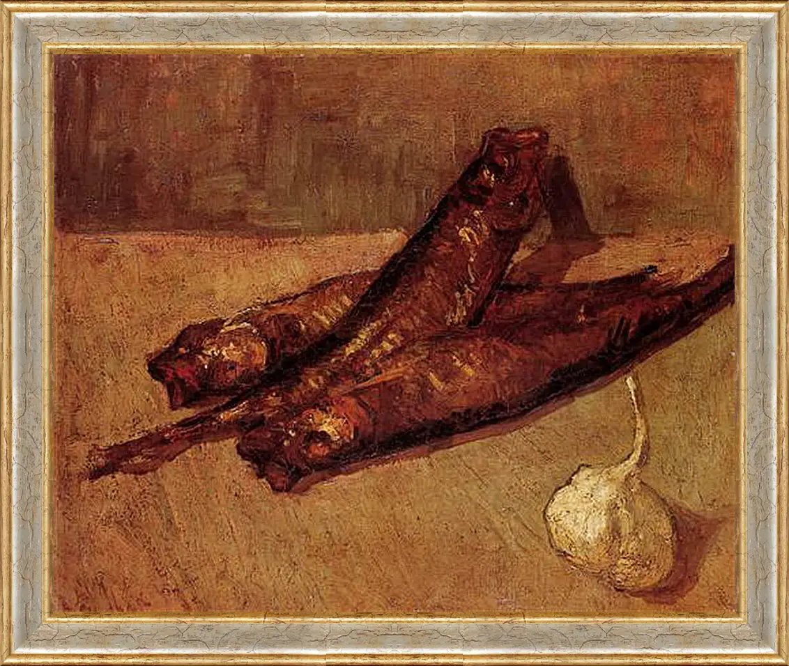 Картина в раме - Still Life with Bloaters and Garlic. Винсент Ван Гог