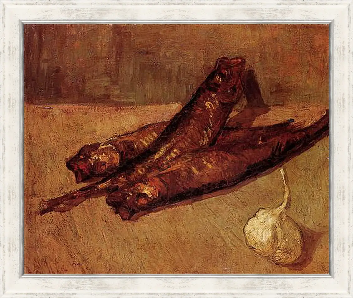 Картина в раме - Still Life with Bloaters and Garlic. Винсент Ван Гог