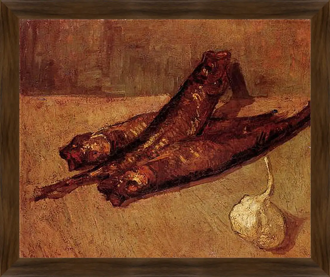 Картина в раме - Still Life with Bloaters and Garlic. Винсент Ван Гог