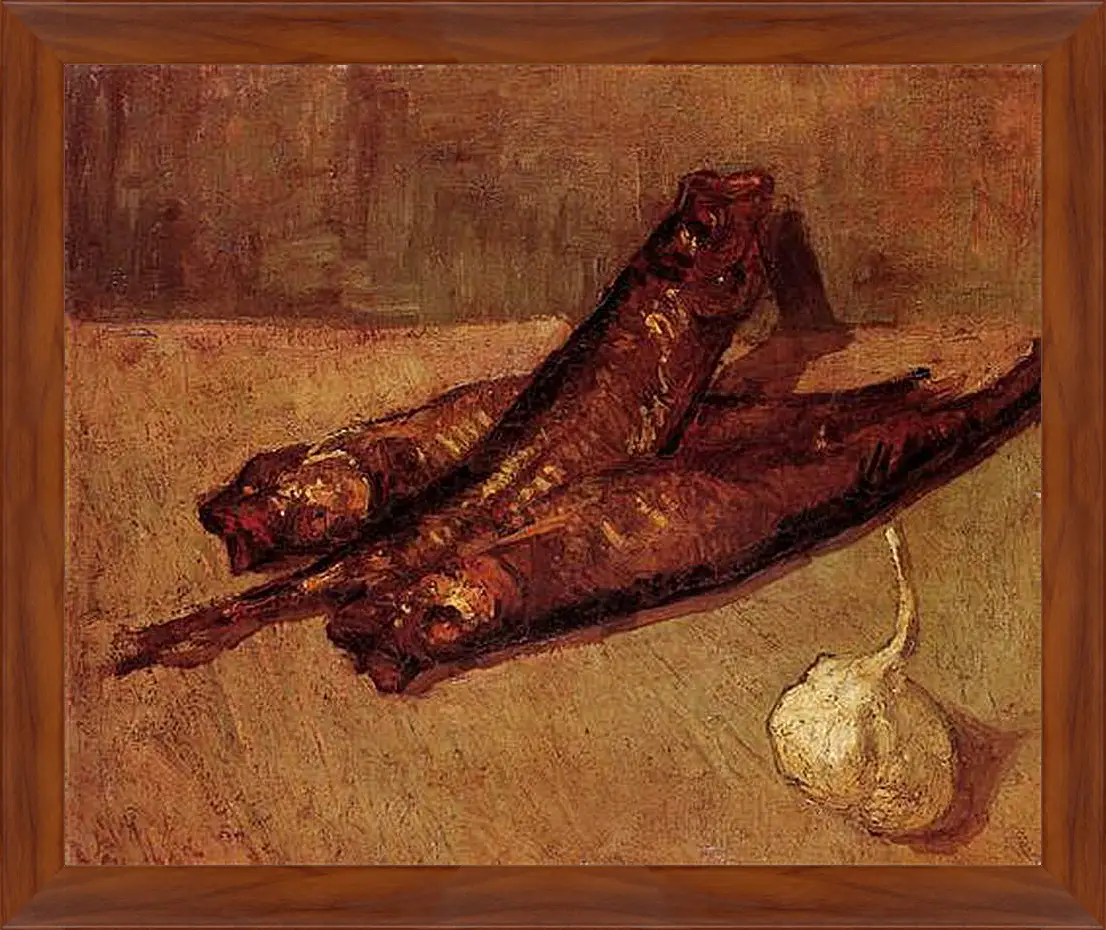 Картина в раме - Still Life with Bloaters and Garlic. Винсент Ван Гог