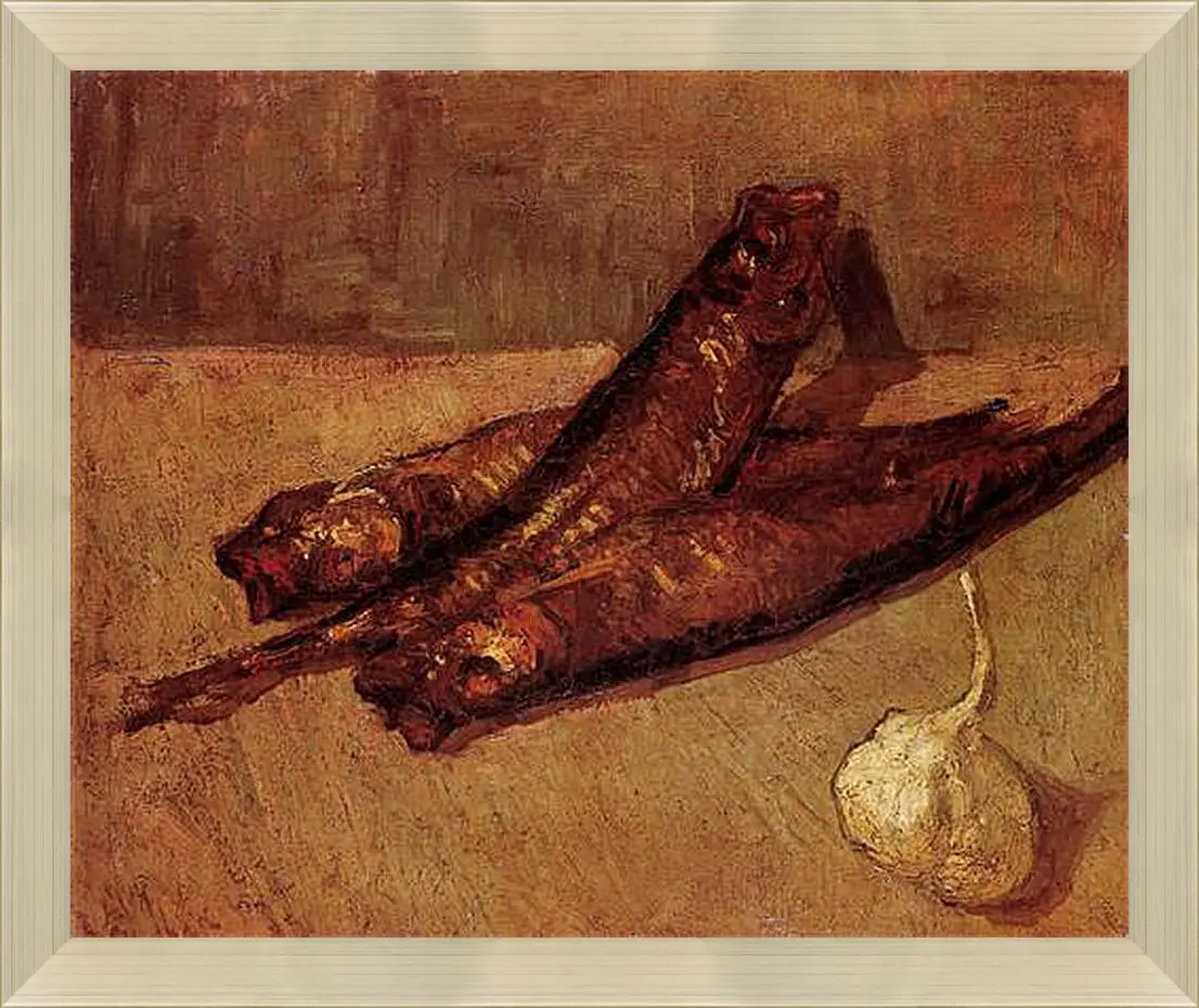 Картина в раме - Still Life with Bloaters and Garlic. Винсент Ван Гог