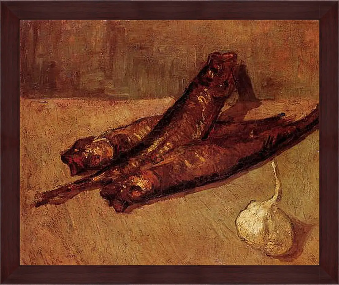 Картина в раме - Still Life with Bloaters and Garlic. Винсент Ван Гог